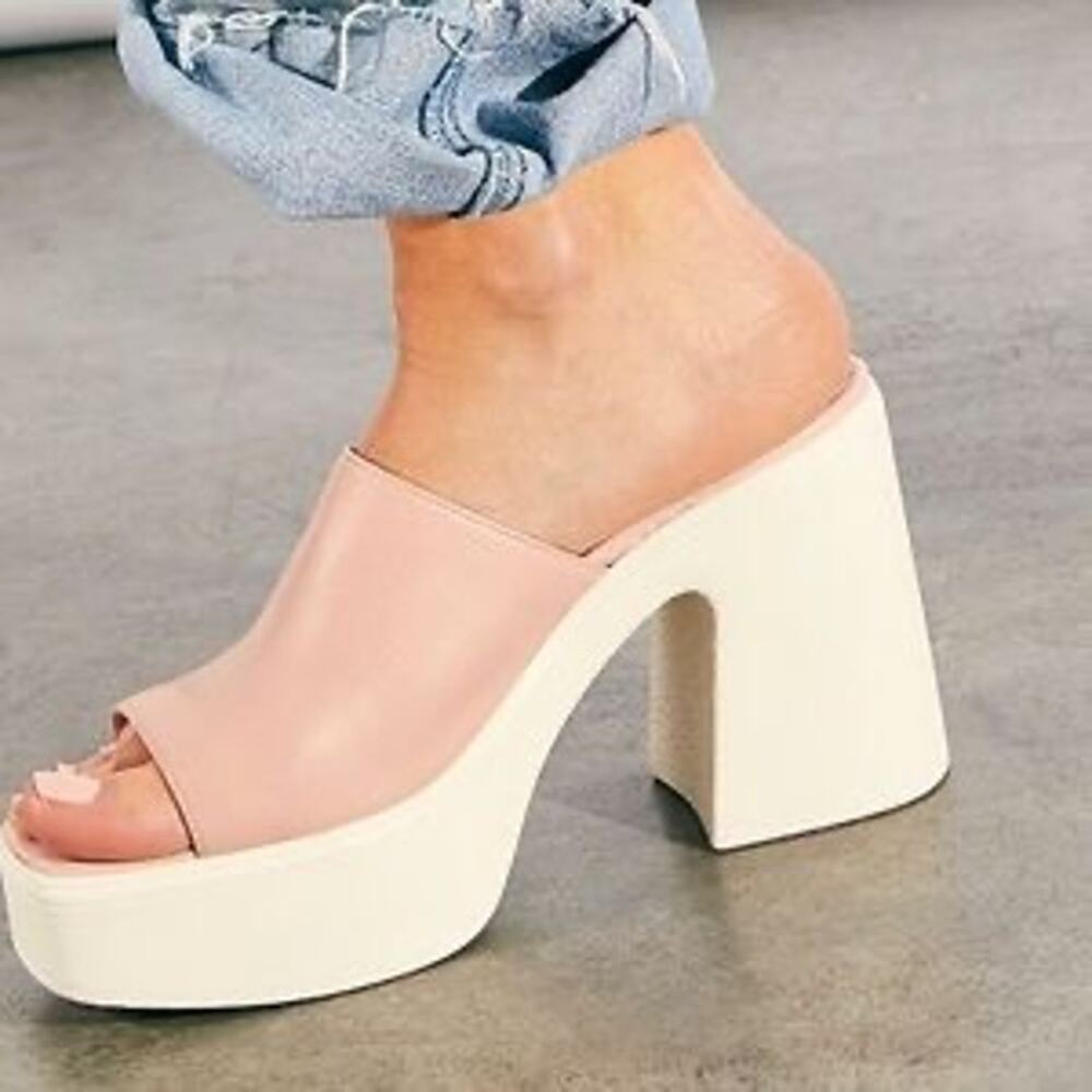 NEW-FREE PEOPLE ZOE PLAT NATURAL/PINK PLATFORM Sz:8.5 Ret$138 RARE COLOR